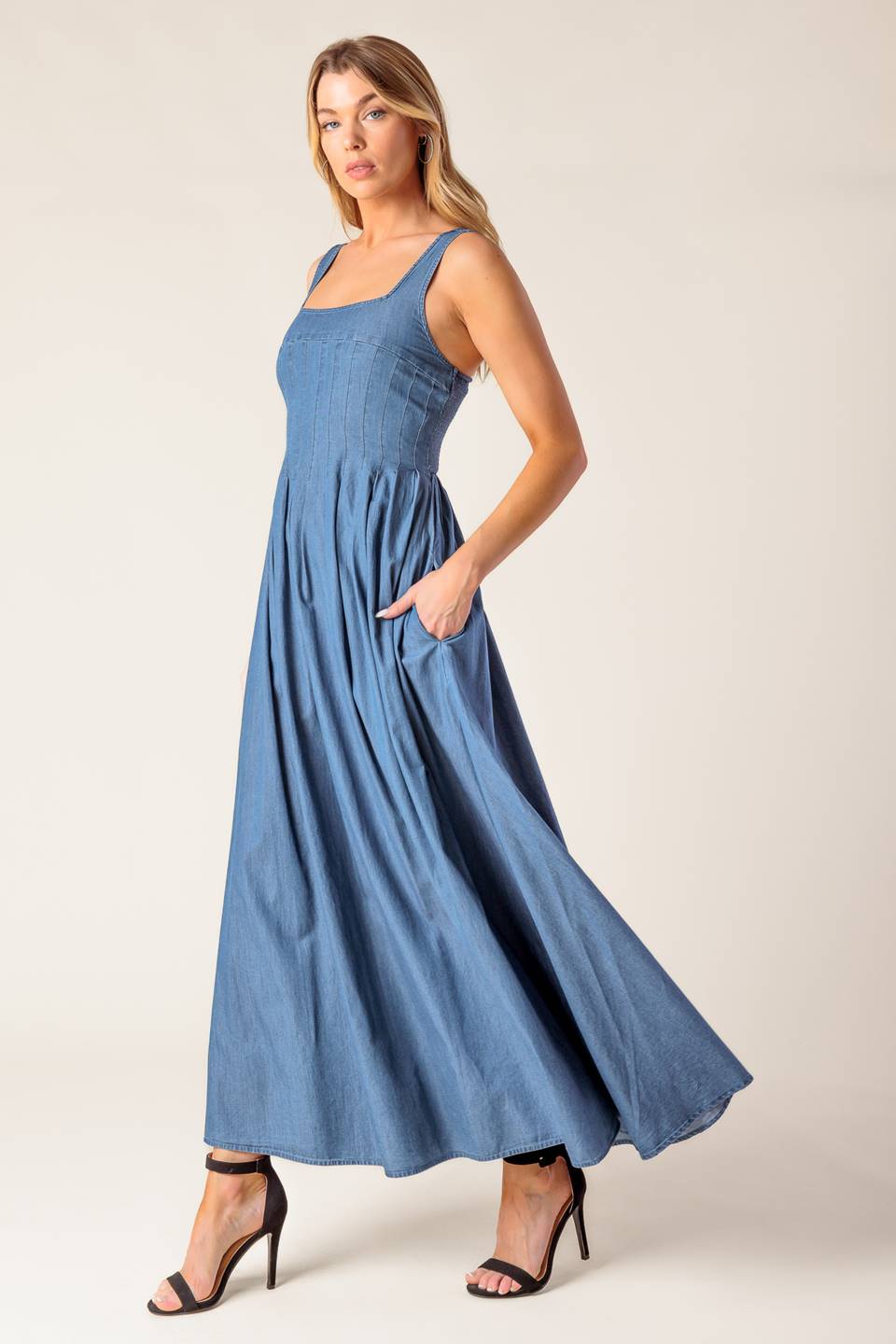 PASSIFLORA INDIGO DENIM MIDI DRESS Flying Tomato